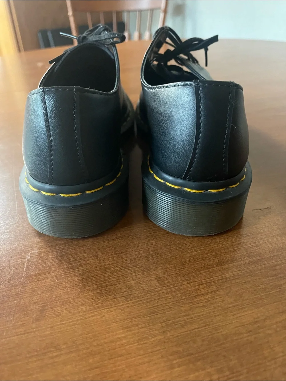 Dr. Martens Black Leather 3-Eye Derby with Yellow Stitching